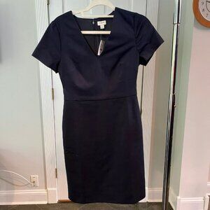 J. Crew Navy Cap Sleeve Business Casual Sheath Knee Length Dress Size 2